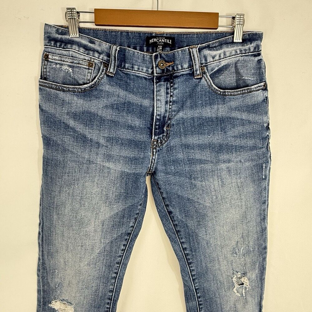 J Crew Jeans Mercantile Flex Slim 31 x 30 Distressed Straight Leg - Picture 3 of 16